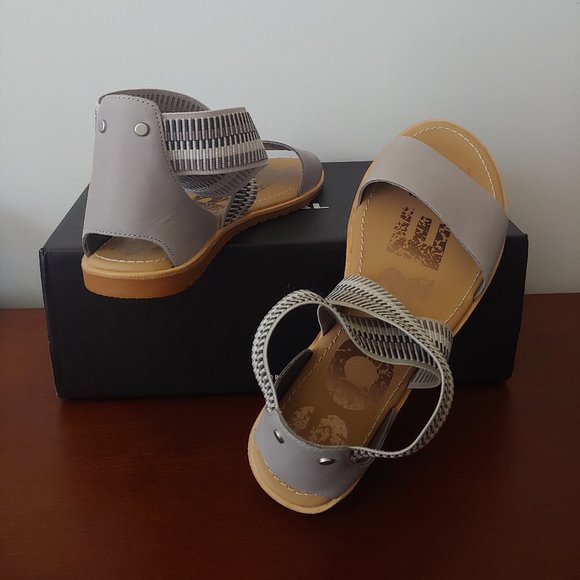 SOREL Ella Dove Leather Cross Ankle Sandals Size 9 NIB - Picture 6 of 8
